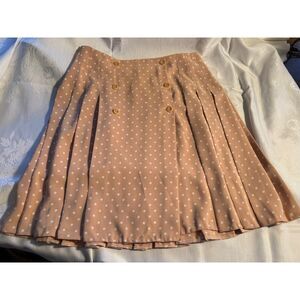 Pablo Paris Beige White Polka Dot Buttoned Pleated Wrap Skirt Coquette Sz 8/40FR